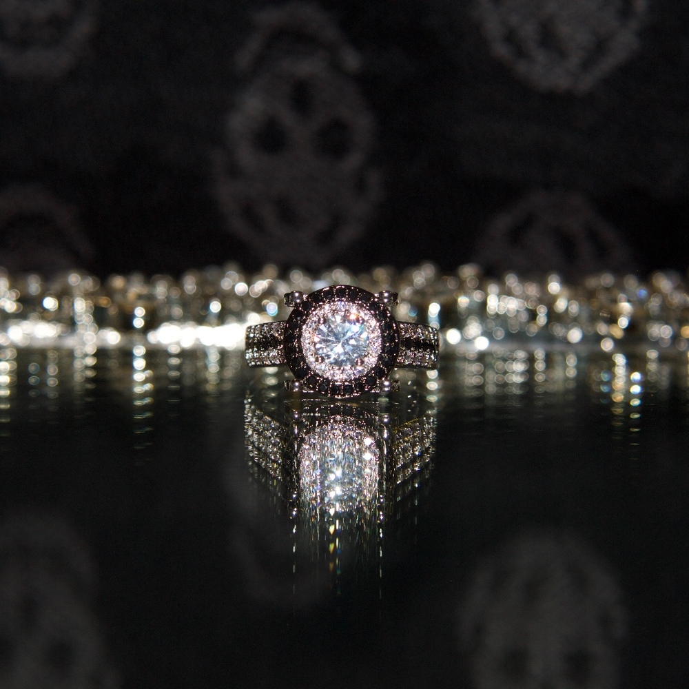 Two Tone Gold Dipped Halo Swarovski Ring - image 7